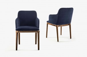 Cloe armchair, walnut frame and legs